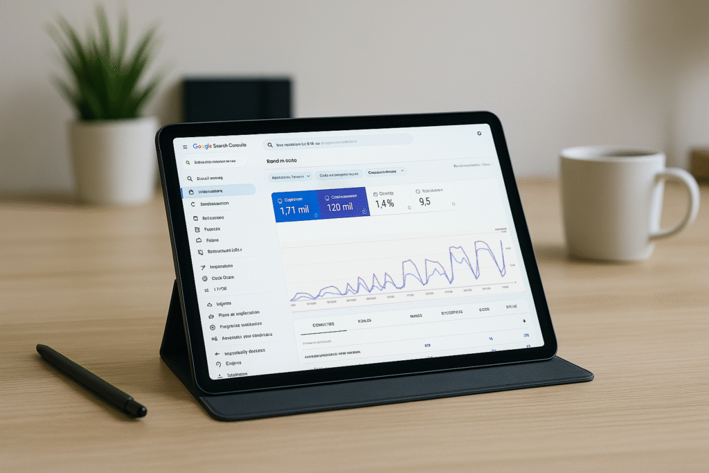 google search console on tablet